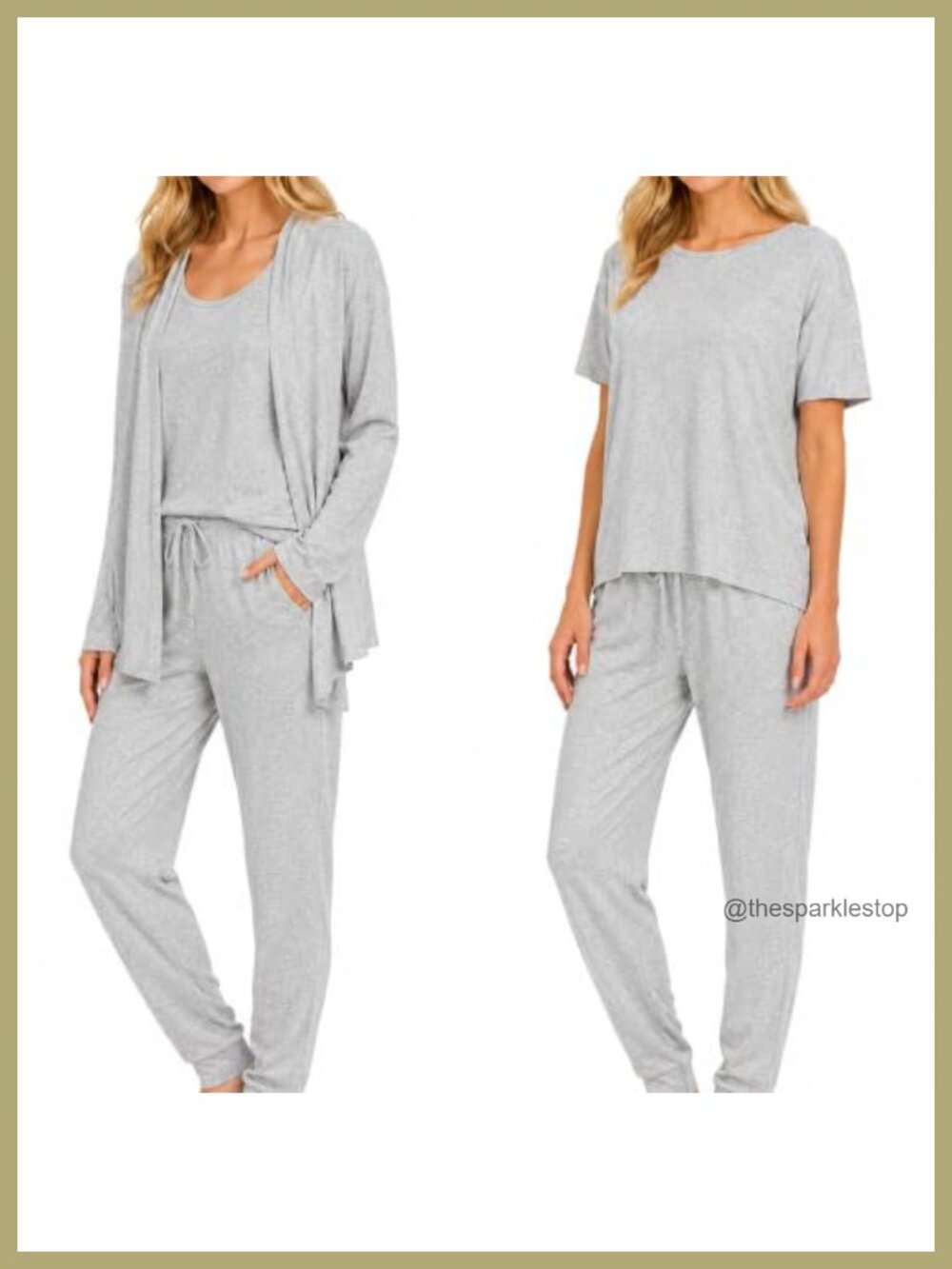 4 Piece Pajama Set Polyester Spandex Relaxed Lounge Set with Cardigan
